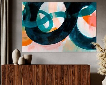 Coloured lines and circles - Abstract composition by Poster Art Shop