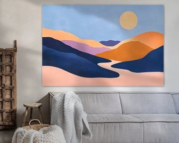 Kleurrijk landschap met zonsondergang van Poster Art Shop