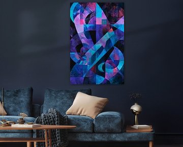 Colourful geometric abstraction in blue-violet by Poster Art Shop