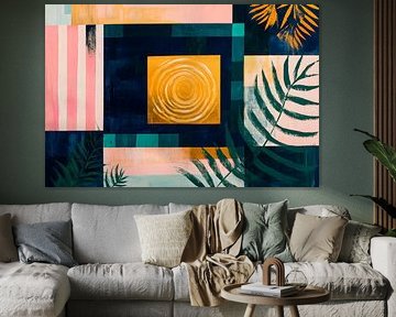 Play of colours with leaves and geometric shapes by Poster Art Shop