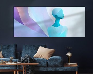 Vrouwelijk silhouet in zachte kleuren van Poster Art Shop