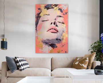 Feminine portrait with gold accents - Abstract by Poster Art Shop