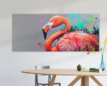 Flamingo in vibrant colours - Creative by Poster Art Shop