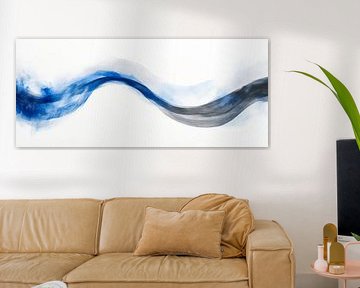 Flowing colours in blue and grey - Abstract by Poster Art Shop