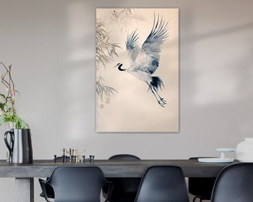 Vliegende kraanvogel in aquarelstijl van Poster Art Shop