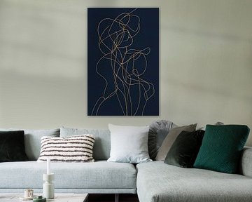 Flowing lines on dark blue - Modern by Poster Art Shop