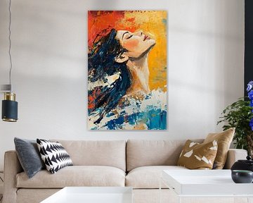 Woman with flowing hair - play of colours by Poster Art Shop