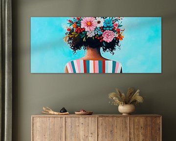 Woman with flowering hair ornament - Colourful by Poster Art Shop