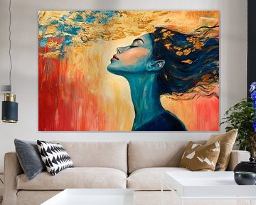Woman with a golden cloud of thoughts by Poster Art Shop