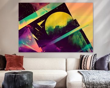 Futuristisch maanlandschap in een kleurenzee van Poster Art Shop