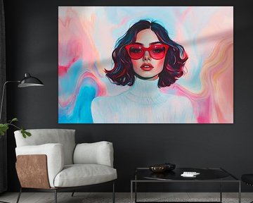 Futuristic woman with red sunglasses by Poster Art Shop