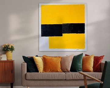 Gelbe und schwarze Geometrie – Modernes Kunstwerk von Poster Art Shop
