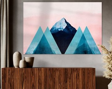 Geometrische bergen met zachte kleuren van Poster Art Shop