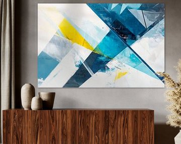 Geometric colour explosion in blue and yellow by Poster Art Shop