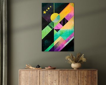 Geometric blaze of colour with stars by Poster Art Shop