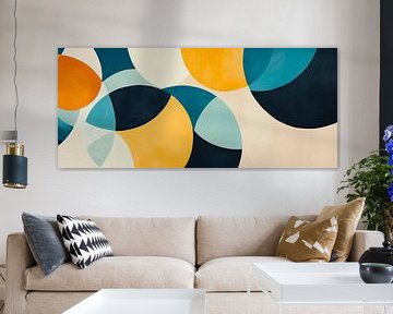 Geometric colour harmony in blue and yellow by Poster Art Shop