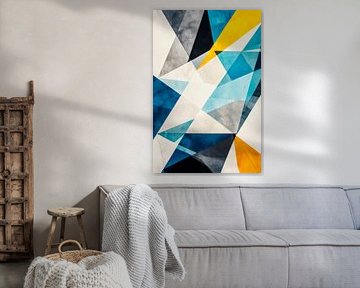 Geometric colour composition in blue and yellow by Poster Art Shop