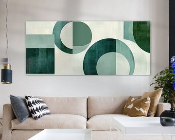 Geometric shapes in shades of green - Modern by Poster Art Shop