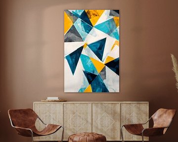 Geometrische Farbspiele in Blau und Gelb von Poster Art Shop