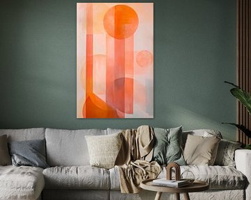 Geometric shapes in soft orange tones by Poster Art Shop