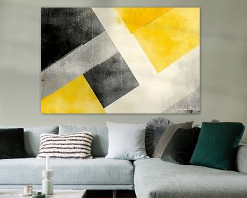 Geometric composition in yellow and grey by Poster Art Shop