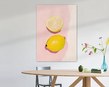 Zitronen Obst Malerei Preppy Rosa Dopamin