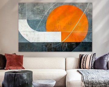 Geometric composition with orange and grey by Poster Art Shop