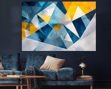 Geometric play of colours in blue and yellow by Poster Art Shop