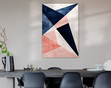 Geometric play of colours in blue and pink by Poster Art Shop