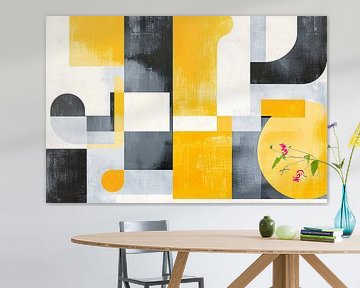 Geometric interplay in yellow and black by Poster Art Shop