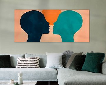Faces in dialogue - play of colours by Poster Art Shop