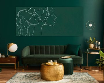 Gezichtsprofiel in een minimalistische lijn van Poster Art Shop