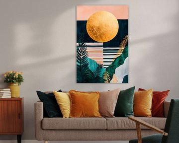 Gouden zon boven een tropisch landschap van Poster Art Shop