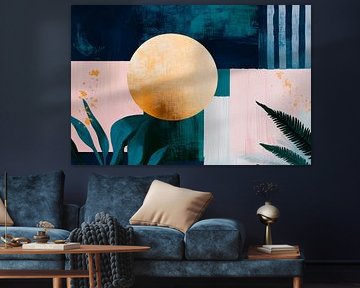 Golden sun in abstract colours by Poster Art Shop