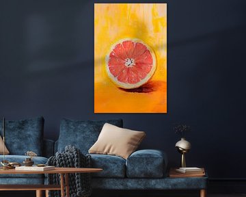 Grapefruit on bright yellow - Creative by Poster Art Shop