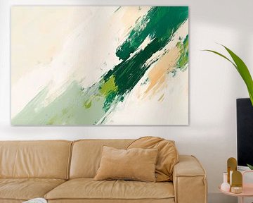 Green brushstrokes on a light-coloured background by Poster Art Shop