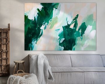 Green tones in flowing brushstrokes by Poster Art Shop