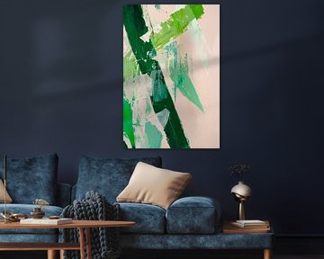 Groene abstractie - Gestructureerde penseelstreken van Poster Art Shop