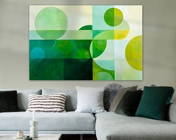 Green geometry: Circles and rectangles by Poster Art Shop