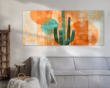 Art du cactus avec des cercles colorés sur Poster Art Shop