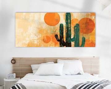 Paysage de cactus aux couleurs chaudes sur Poster Art Shop