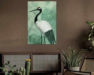 Elegantie van de Rode Kroon Kraanvogel van Eva Lee