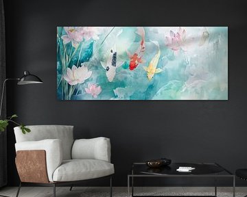 Koivissen in bloeiend water - aquarel van Poster Art Shop