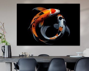 Koivissen in beweging - kleurenspel op zwart van Poster Art Shop