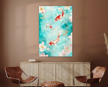 Koivissen in bloeiend water - aquarel van Poster Art Shop
