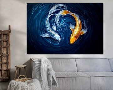 Koivissen paren in een harmonieuze watercirkel van Poster Art Shop