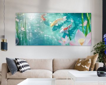 Koi in helder water - Vredig landschap van Poster Art Shop