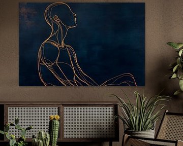 Contemplative line drawing of a person by Poster Art Shop