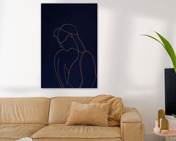 Contemplative line in dark blue by Poster Art Shop