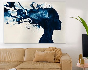 Creatieve gedachten in blauw - Silhouet van Poster Art Shop